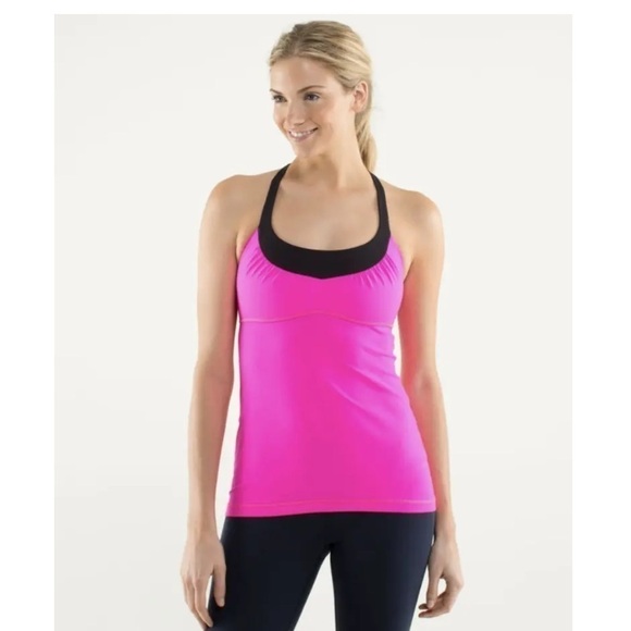 Lululemon Scoop Me Up Tank Top Raspberry Glo Light / Black - Picture 1 of 5